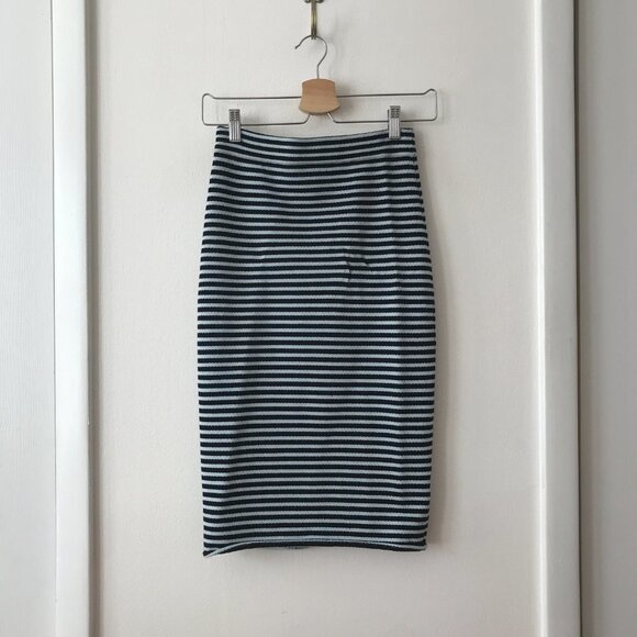 A.L.C. Delmar Striped Pencil Skirt in Washed Blue - Picture 3 of 7
